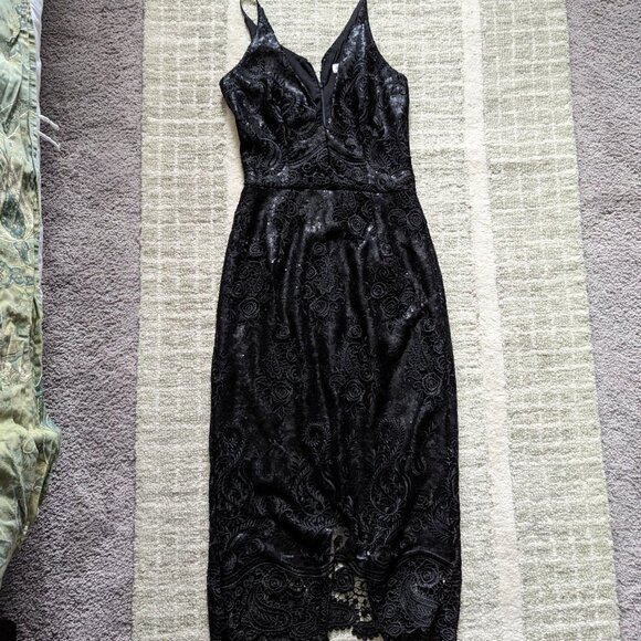 Dress the Population, black sequin midi dress,.size Small - Picture 2 of 4